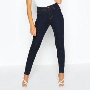 Boohoo Dark blue High Waist Skinny Jeans